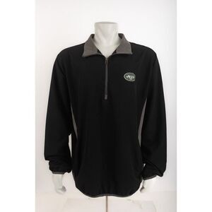 NFL Team Apparel Mens Jacket Pullover NY Jets Black Lightweight 1/4 Zip 2XL XXL